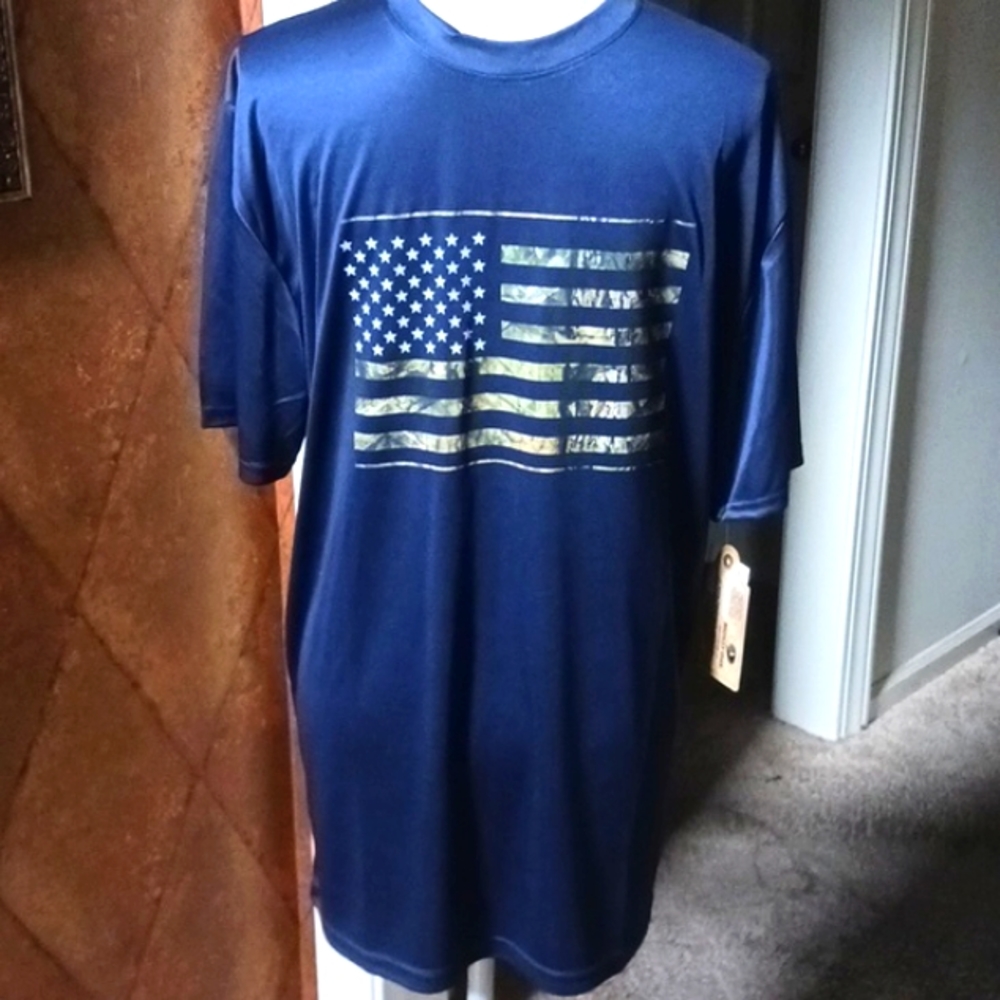 NEW Mossy Oak Men's Navy Camo Athletic Tee Size Large - Picture 3 of 9